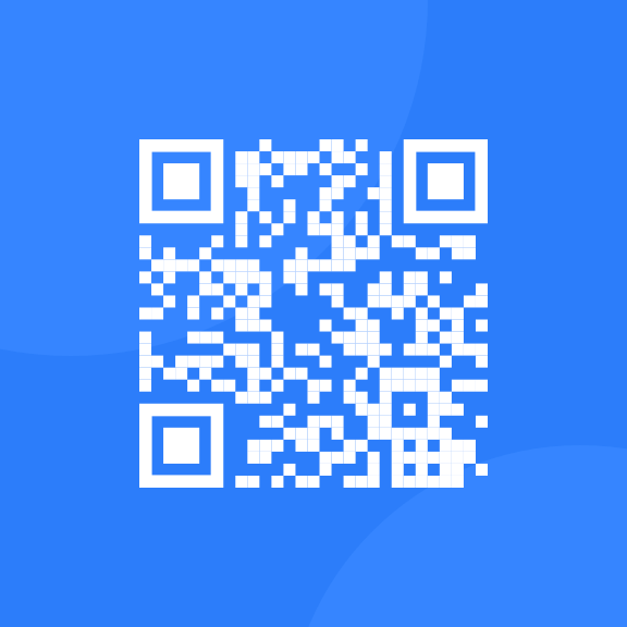 white qr-code with a blue background